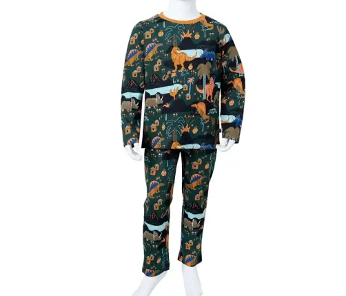 Vaikiška Pižama Ilgomis Rankovėmis, Tamsiai Žalios Spalvos, 140 Dydžio