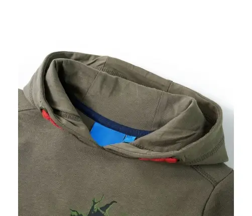 Vaikiškas Sportinis Megztinis Su Gobtuvu, Chaki Spalvos, 116 Dydžio