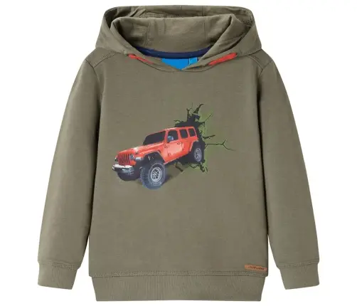 Vaikiškas Sportinis Megztinis Su Gobtuvu, Chaki Spalvos, 128 Dydžio