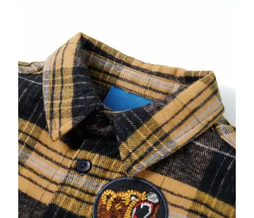 Bērnu Krekls, Rūtains, Dzeltens, Melns, 128