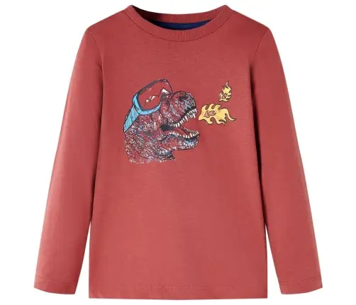 Vaikiški Marškinėliai Ilgomis Rankovėmis, Deginti Raudoni, 128 Dydžio