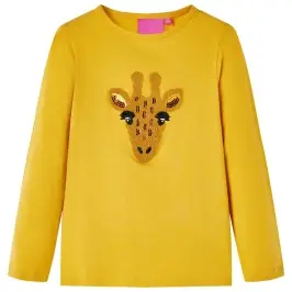 Bērnu Krekls Ar Garām Piedurknēm, Tumši Dzeltenbrūns, 116