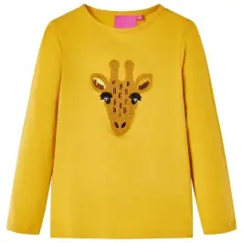 Bērnu Krekls Ar Garām Piedurknēm, Tumši Dzeltenbrūns, 140