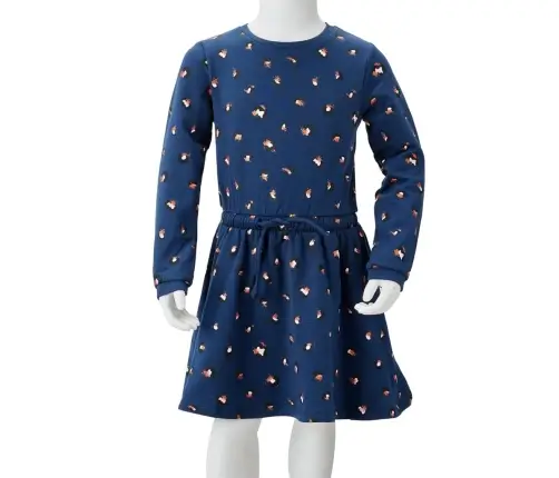 Vaikiška Suknelė Ilgomis Rankovėmis, Tamsiai Mėlyna, 128 Dydžio