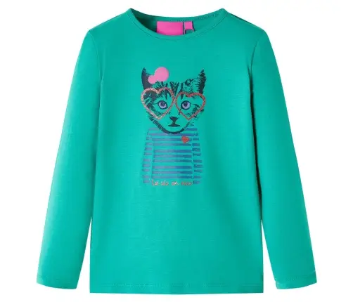 Bērnu Krekls Ar Garām Piedurknēm, Spilgti Zaļš, 92