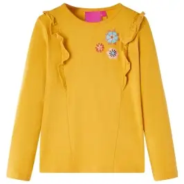 Bērnu Krekls Ar Garām Piedurknēm, Tumši Dzeltenbrūns, 104