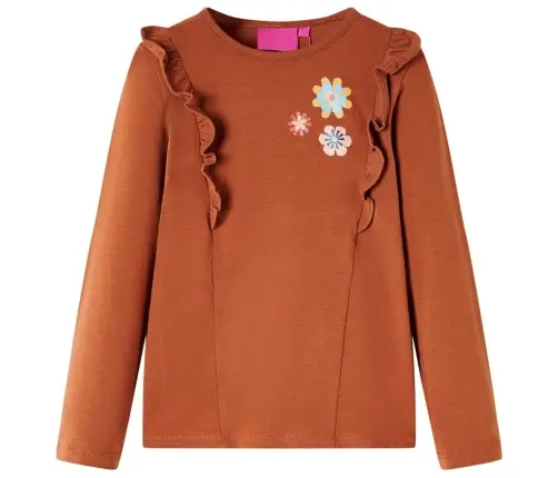 Bērnu Krekls Ar Garām Piedurknēm, Oranži Brūns, 116