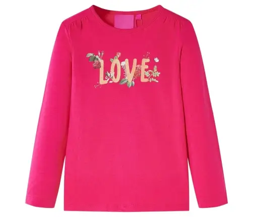 Vaikiški Marškinėliai Ilgomis Rankovėmis, Ryškiai Rožiniai, 128 Dydžio