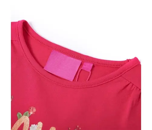 Vaikiški Marškinėliai Ilgomis Rankovėmis, Ryškiai Rožiniai, 128 Dydžio