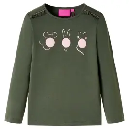 Bērnu Krekls Ar Garām Piedurknēm, Haki, 140