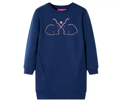 Vaikiškas Sportinis Megztinis-Suknelė, Tamsiai Mėlynas, 92 Dydžio