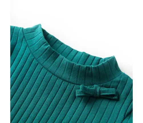 Vaikiški Marškinėliai Ilgomis Rankovėmis, Tamsiai Žali, Juostų Rašto