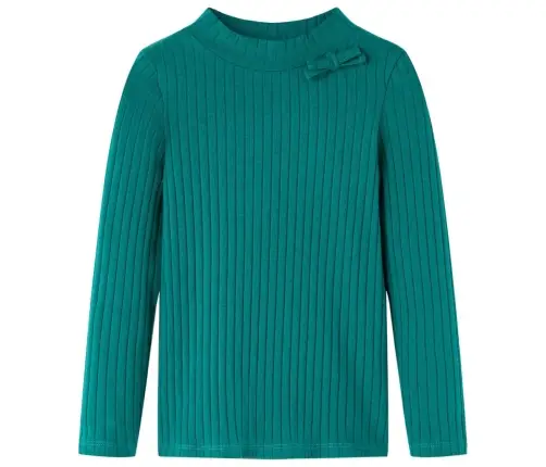 Vaikiški Marškinėliai Ilgomis Rankovėmis, Tamsiai Žali, Juostų Rašto