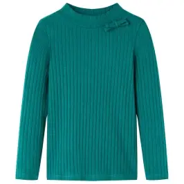 Vaikiški Marškinėliai Ilgomis Rankovėmis, Tamsiai Žali, Juostų Rašto