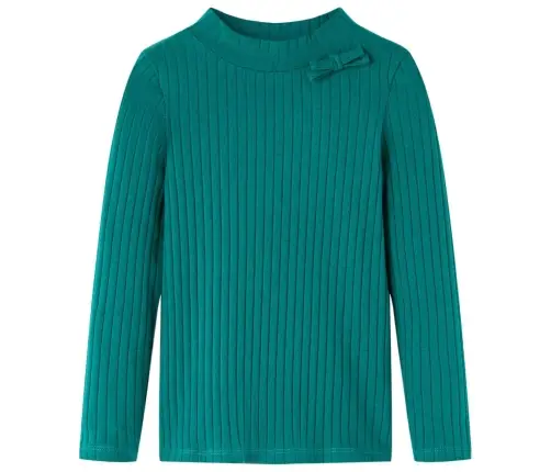 Bērnu Krekls Ar Garām Piedurknēm, Rievots, Tumši Zaļš, 140