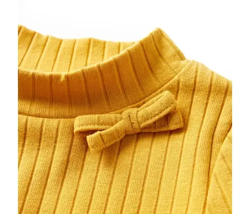 Vaikiški Marškinėliai Ilgomis Rankovėmis, Geltonai Rudi, Juostų Rašto