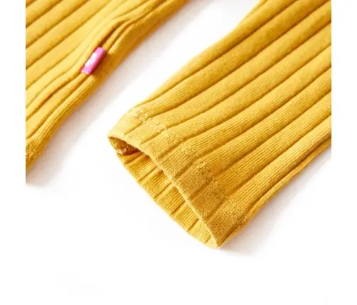 Vaikiški Marškinėliai Ilgomis Rankovėmis, Geltonai Rudi, Juostų Rašto