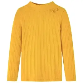 Bērnu Krekls Ar Garām Piedurknēm, Rievots, Dzeltenbrūns, 140