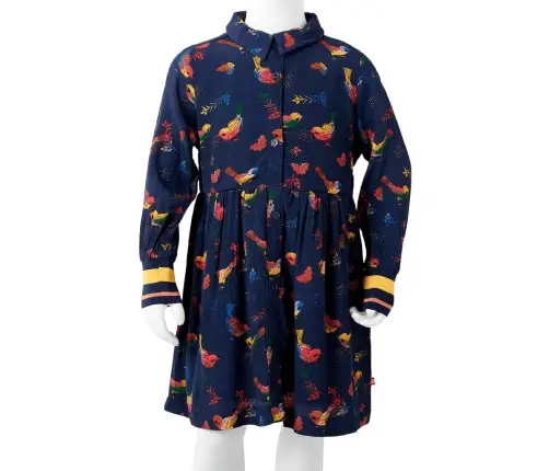 Vaikiška Suknelė Ilgomis Rankovėmis, Tamsiai Mėlynos Spalvos 92 Dydžio