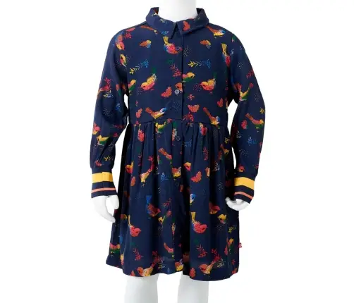 Bērnu Kleita Ar Garām Piedurknēm, Tumši Zila, 116