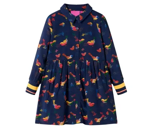 Bērnu Kleita Ar Garām Piedurknēm, Tumši Zila, 128