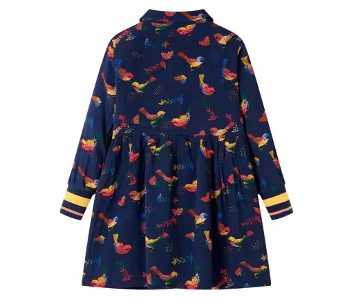 Bērnu Kleita Ar Garām Piedurknēm, Tumši Zila, 128