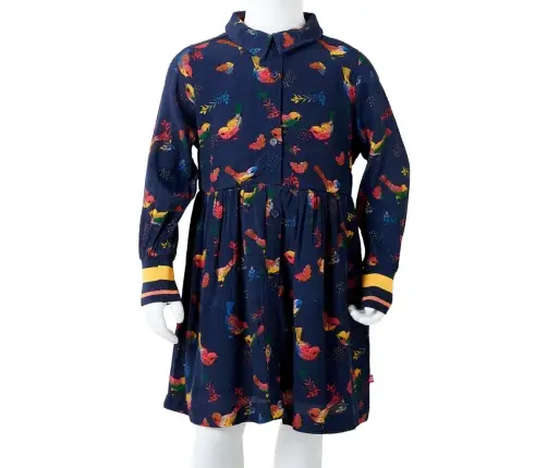 Bērnu Kleita Ar Garām Piedurknēm, Tumši Zila, 128