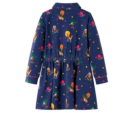 Pikkade Varrukatega Laste Kleit, Pingutusnööriga, Tumesinine, 92