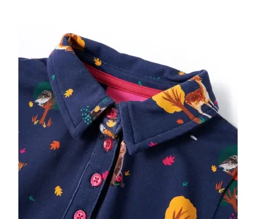 Vaikiška Suknelė Ilgomis Rankovėmis, Tamsiai Mėlyna, 128 Dydžio