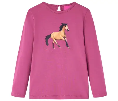 Vaikiški Marškinėliai Ilgomis Rankovėmis, Avietinės Spalvos, 116