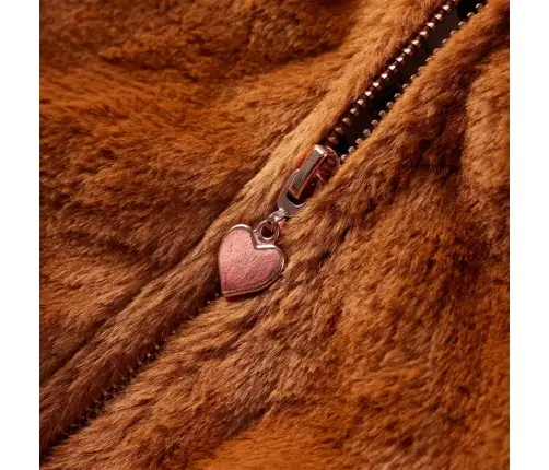 Laste Kapuutsiga Jakk, Kunstkarusnahk, Konjakipruun, 116