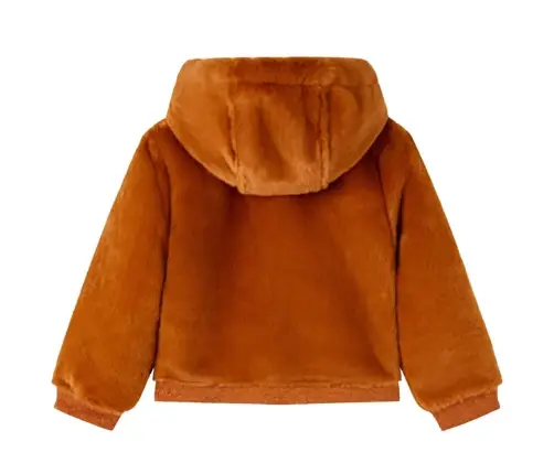 Bērnu Jaka Ar Kapuci, Mākslīgā Kažokāda, Konjaka Krāsa, 128