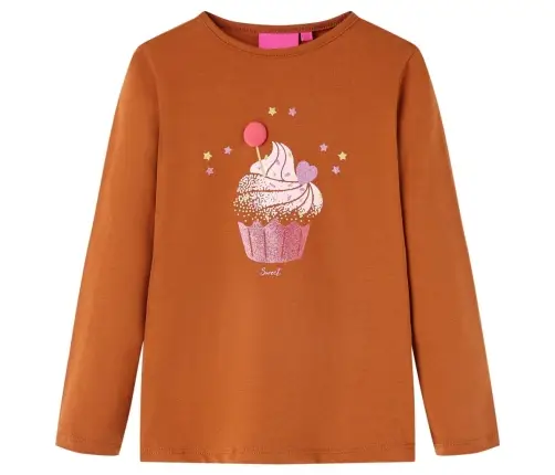 Bērnu Krekls Ar Garām Piedurknēm, Oranži Brūns, 92