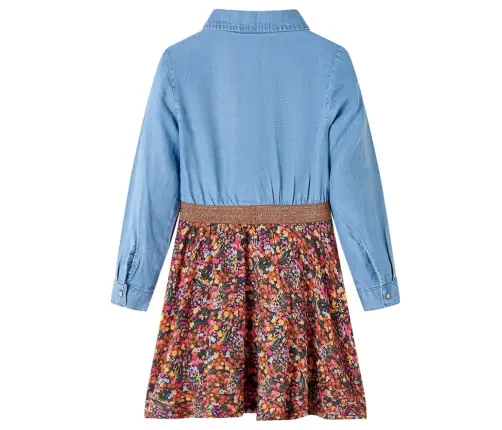 Bērnu Kleita Ar Garām Piedurknēm, Tumši Zila, Džinsa Zila, 104