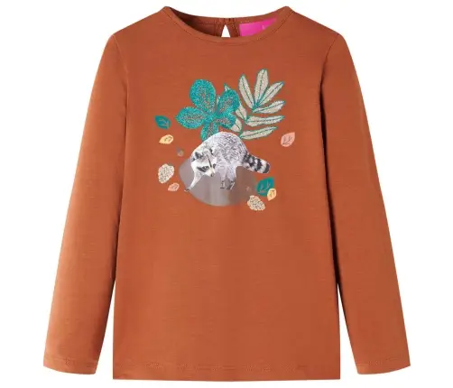 Bērnu Krekls Ar Garām Piedurknēm, Oranži Brūns, 92