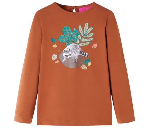 Bērnu Krekls Ar Garām Piedurknēm, Oranži Brūns, 140