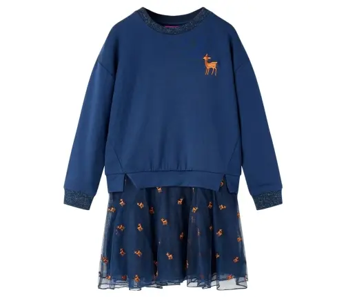 Bērnu Kleita Ar Garām Piedurknēm, Tumši Zila, 128