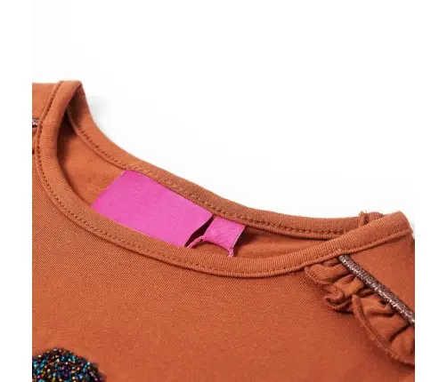 Bērnu Krekls Ar Garām Piedurknēm, Oranži Brūns, 116