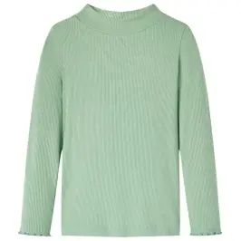 Pikkade Varrukatega Lastesärk, Poolkõrge Kaelusega, Mündiroheline, 140