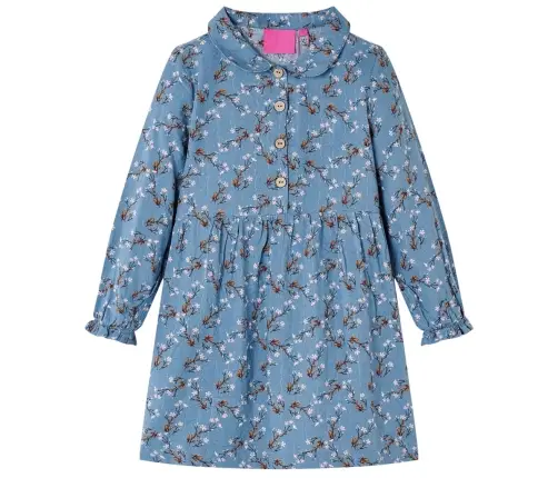 Bērnu Kleita Ar Garām Piedurknēm, Benzīna Zila, 116