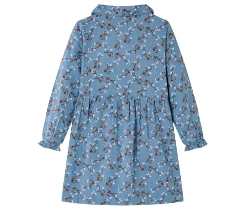 Bērnu Kleita Ar Garām Piedurknēm, Benzīna Zila, 128