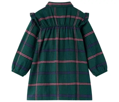 Pikkade Varrukate Ja Volangidega Laste Kleit, Tumeroheline, 92