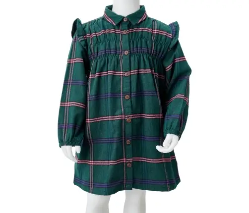 Pikkade Varrukate Ja Volangidega Laste Kleit, Tumeroheline, 92