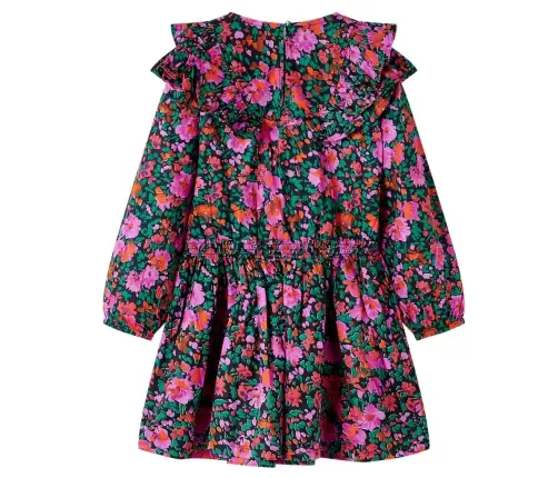 Vaikiška Suknelė Ilgomis Rankovėmis, Ryškiai Rožinė, 92 Dydžio