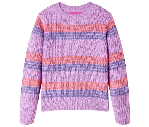 Bērnu Džemperis, Svītrains, Adīts, Lillā Un Rozā, 116