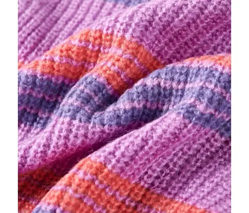 Bērnu Džemperis, Svītrains, Adīts, Lillā Un Rozā, 140