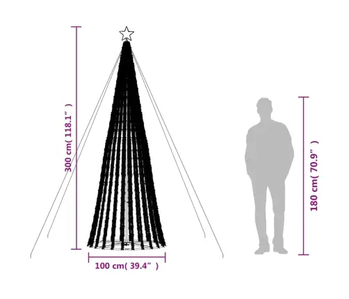 Led Ziemassvētku Eglīte 688 Led Auksti Balts 300 Cm Vidaxl