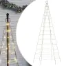 Led Ziemassvētku Eglīte Uz Karoga Kāta 200Led Silti Balta 180Cm Vidaxl
