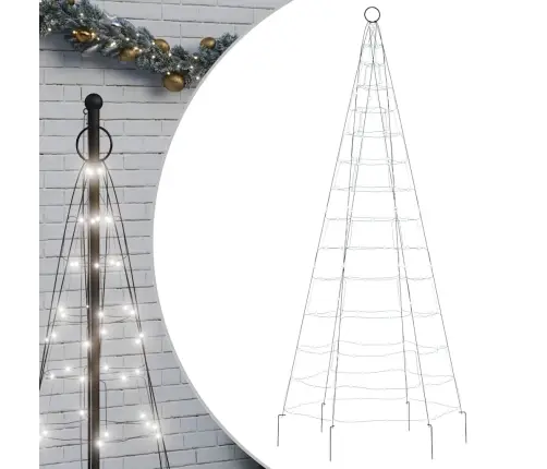 Led Ziemassvētku Eglīte Uz Karoga Masta 200 Led Auksti Balts Vidaxl