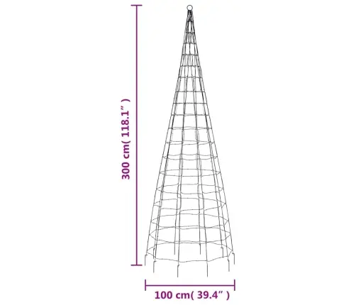 Led Kalėdų Eglutė Ant Vėliavos Stiebo 550Led Šiltai Balta 300Cm
